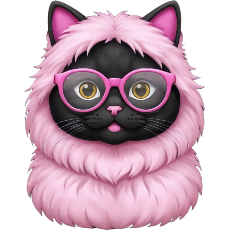 Black cat and pink glasses emoji