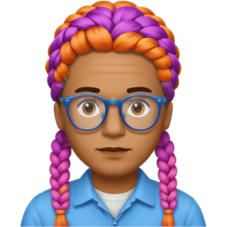 colorful braided hair man with glasses emoji