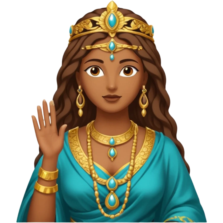 una diosa morena de la época púnica, de alto rango y de estatura media, una foto de cuerpo entero emoji