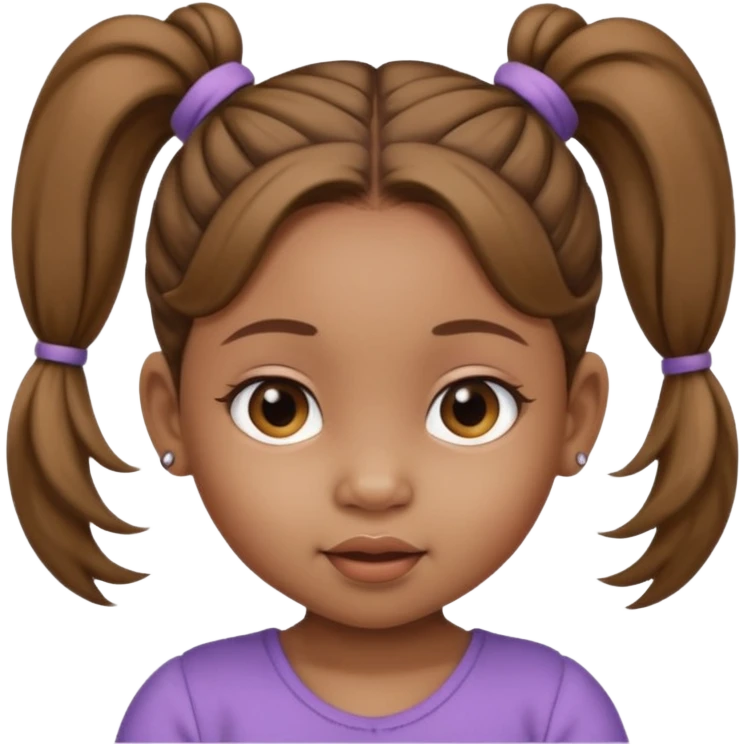 brown baby girl with ponytails hairstyle  emoji