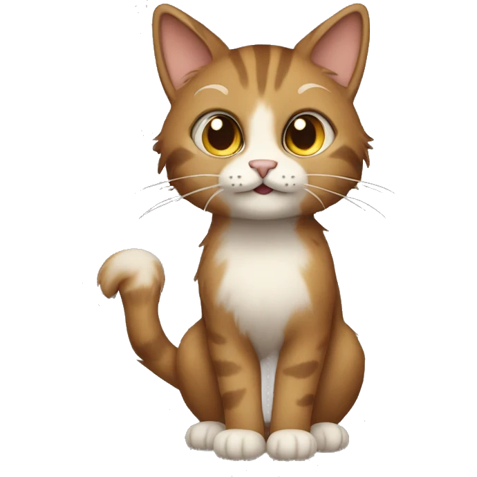 furry cat, brown tail, full body emoji