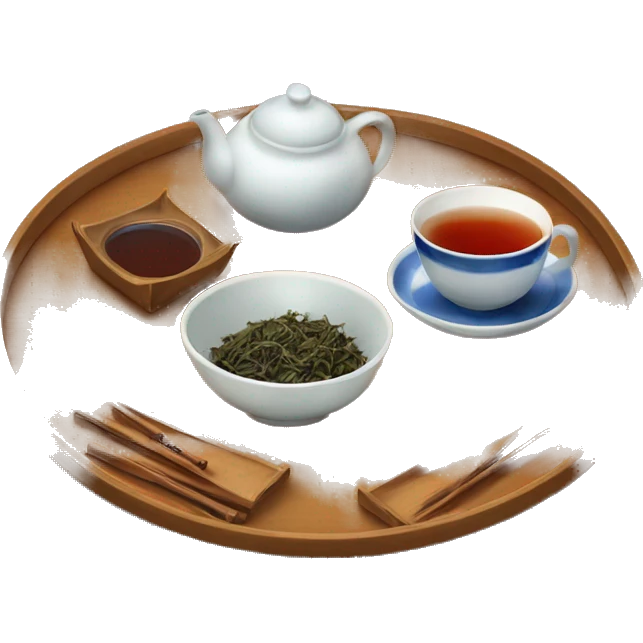 chinese tray with tea emoji