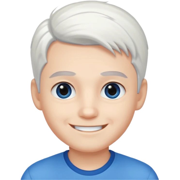 pure white hair,black eyebrow,cute Boy, smile face emoji