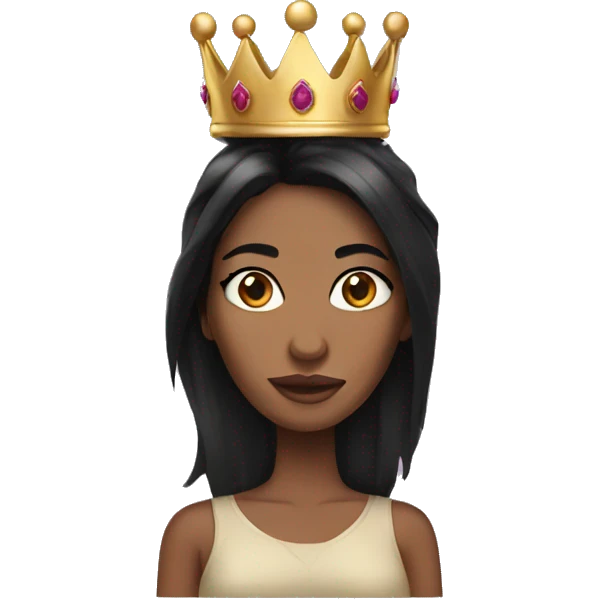 Women black hair with crown emoji
