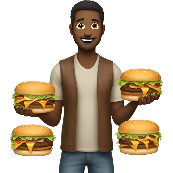 Men holding double cheeseburgers  emoji