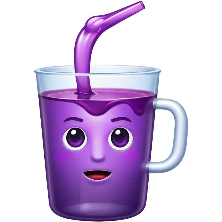 the letter n sipping on a double cup with a purple liquid inside emoji