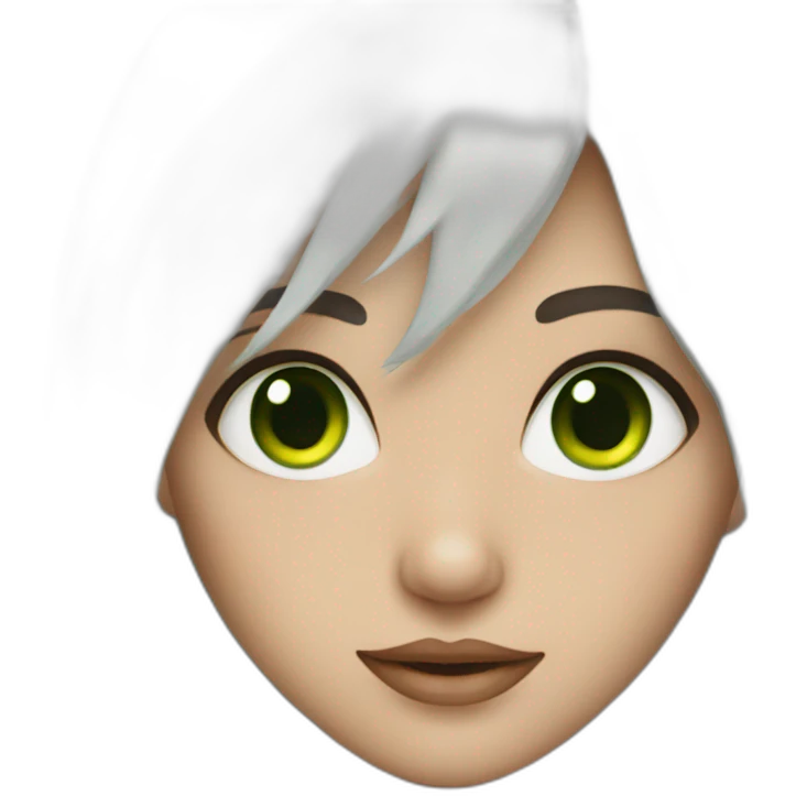 Girl with white hair and green eyes emoji