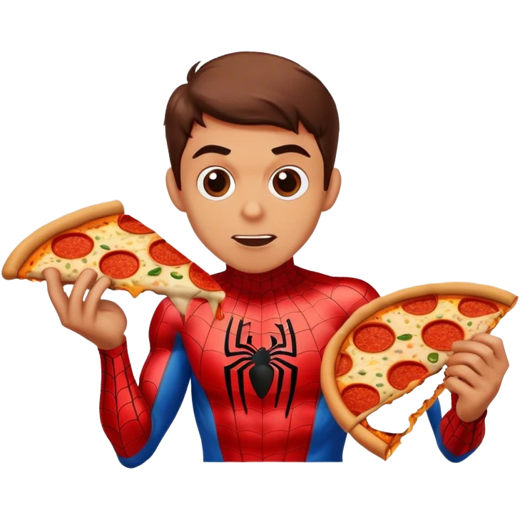 Spiderman eat pizza emoji