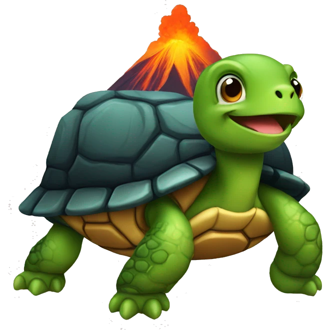 turtle with a volcano shell facing right emoji