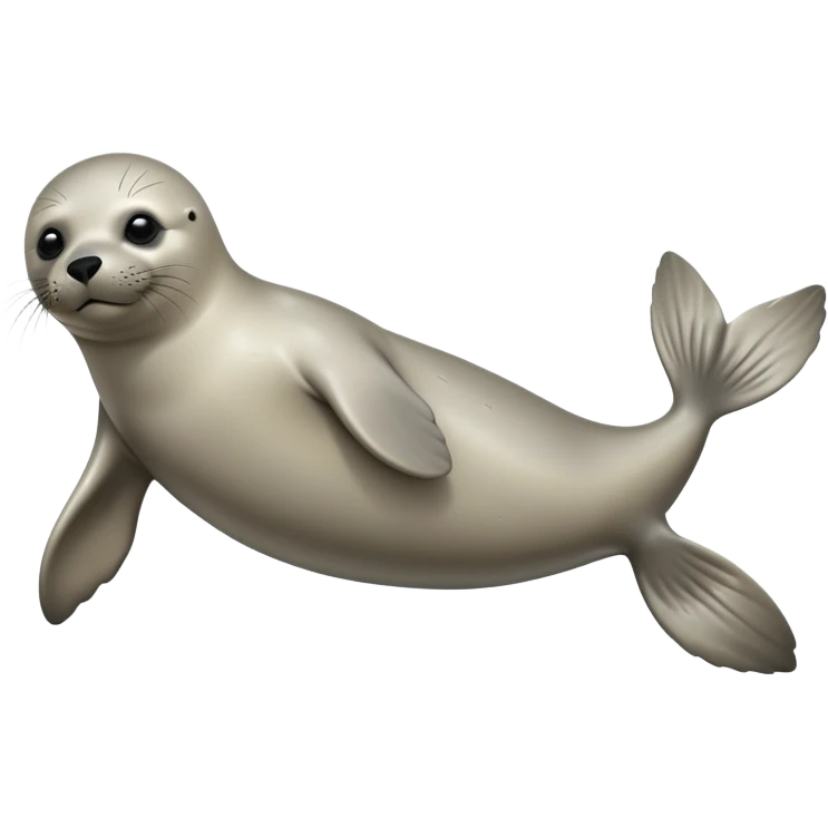 cinematic-seal-realistic-full-body-lounging-emoji,-sleek-body-stretched,-short-smooth-fur-glinting-in-the-sea-breeze,-flippers-tucked-comfortably-beneath-its-body,-large-dark-eyes-filled-with-playful-curiosity emoji