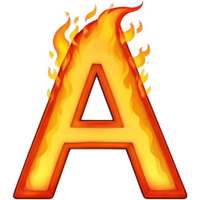 The letter a on fire emoji