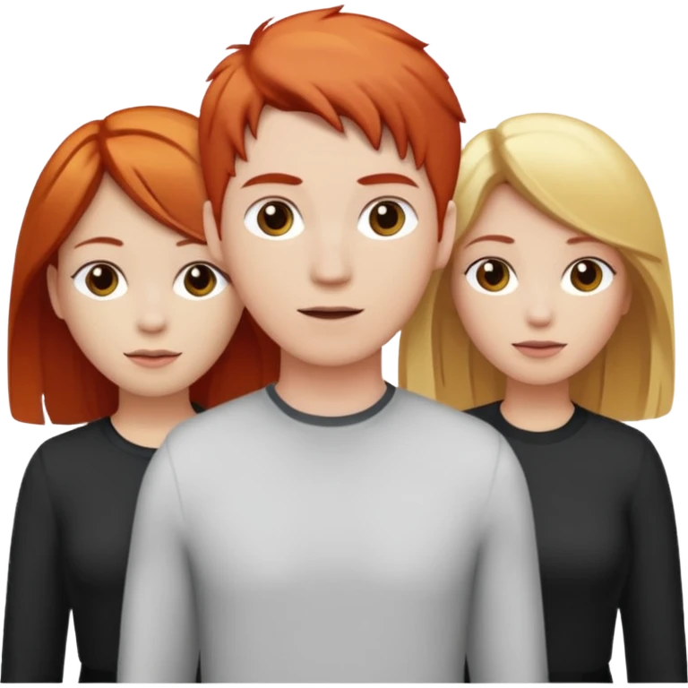 3 people, all white skin color but different hair colors next to each other  emoji
