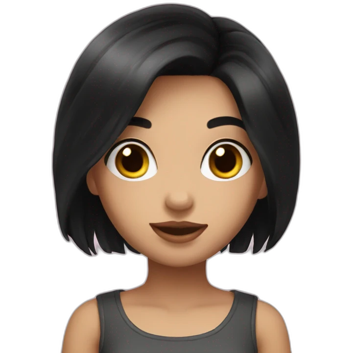Girl with black hair with plushy emoji