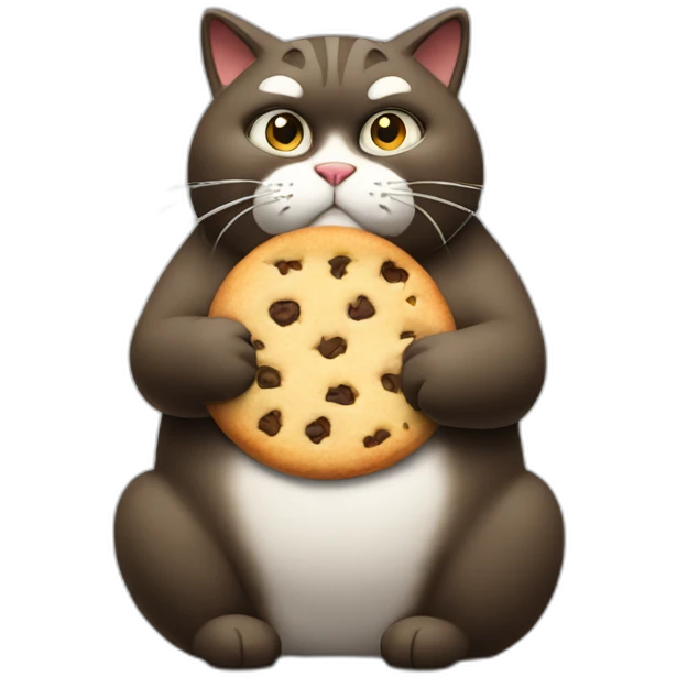 fat cat eating cookies looking busted emoji