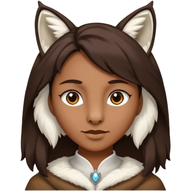 Homme Hybride au cheveux marron foncé avec des oreilles de lynx blanc emoji