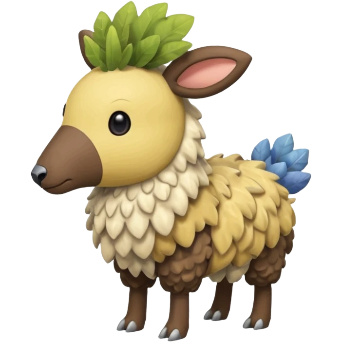 Colorful swampy muddy Mareep-Skiddo-Mudbray-fusion, full body emoji