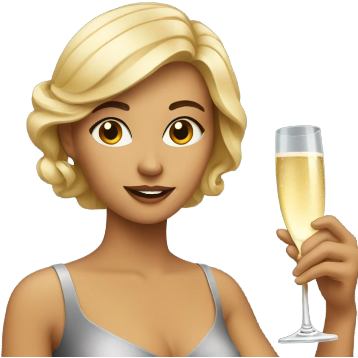 woman with champagne emoji