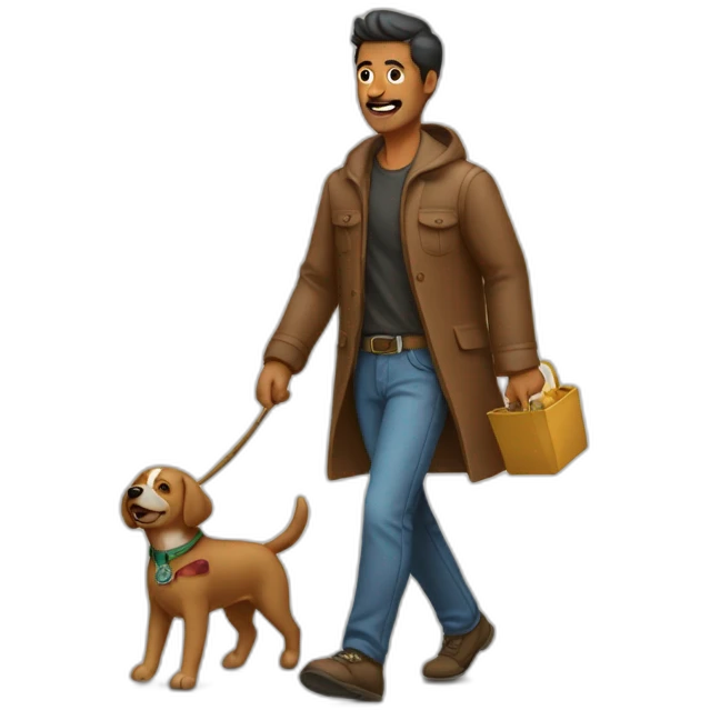 Hombre paseando perro emoji