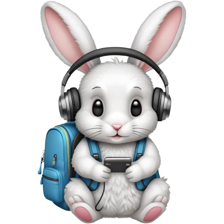 rabbit with headphones and backpack emoji