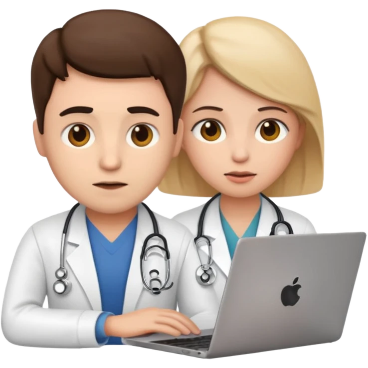 programmer emoji with laptop talking to doctor emoji emoji