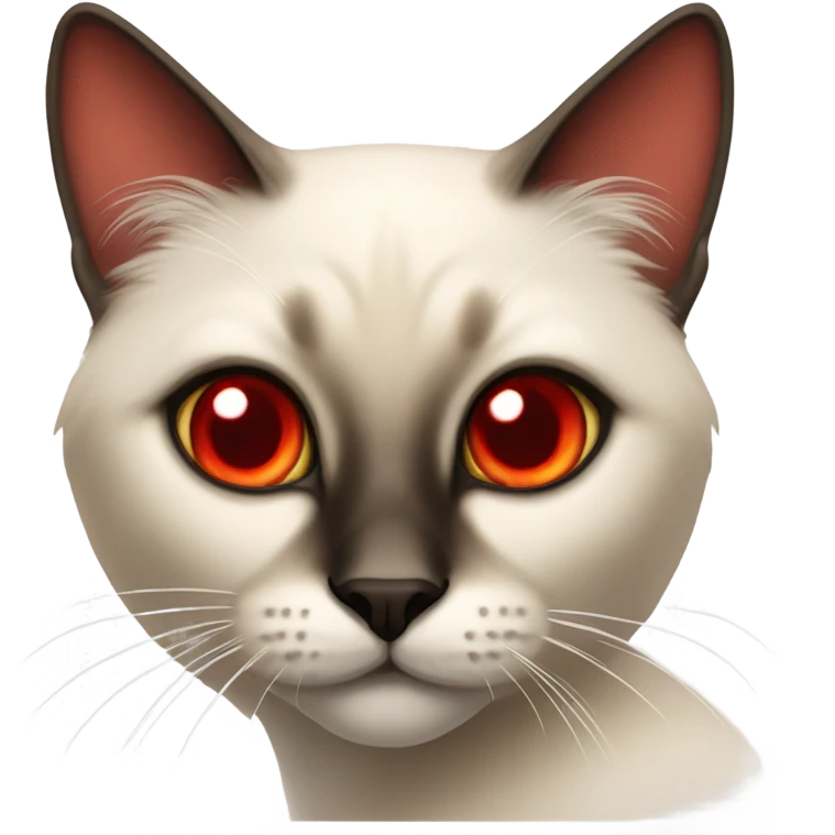 Siamese fluffy cat with red eyes emoji