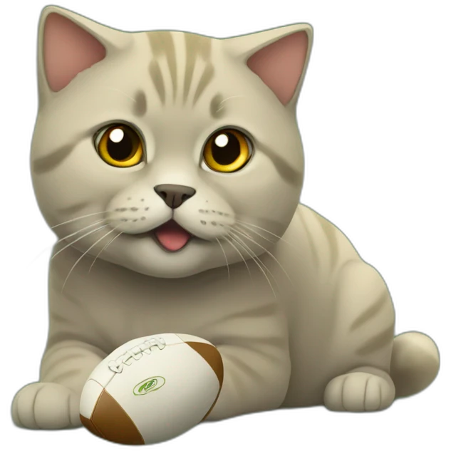 golden british shorthair playing rugby emoji