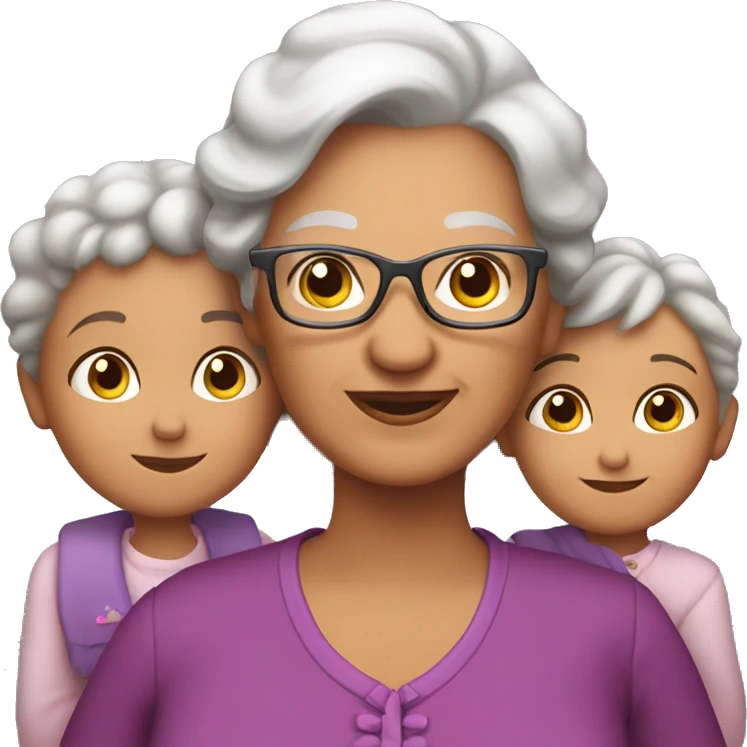 Grandma with 2 grandkids emoji