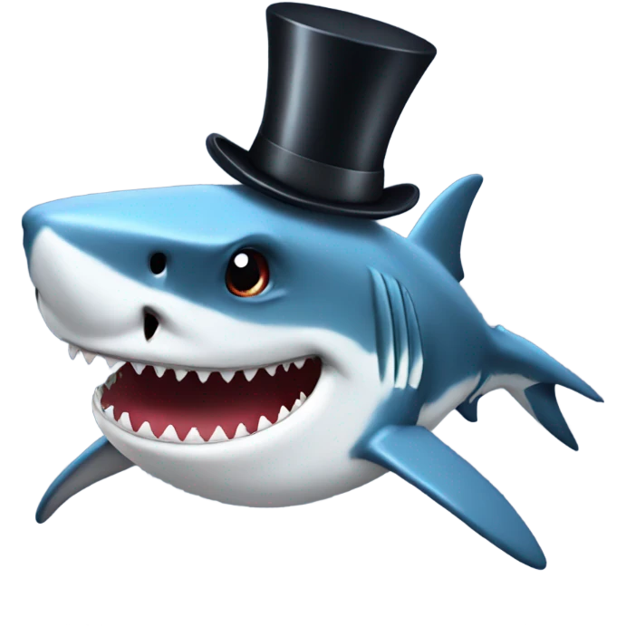Shark with a top hat emoji