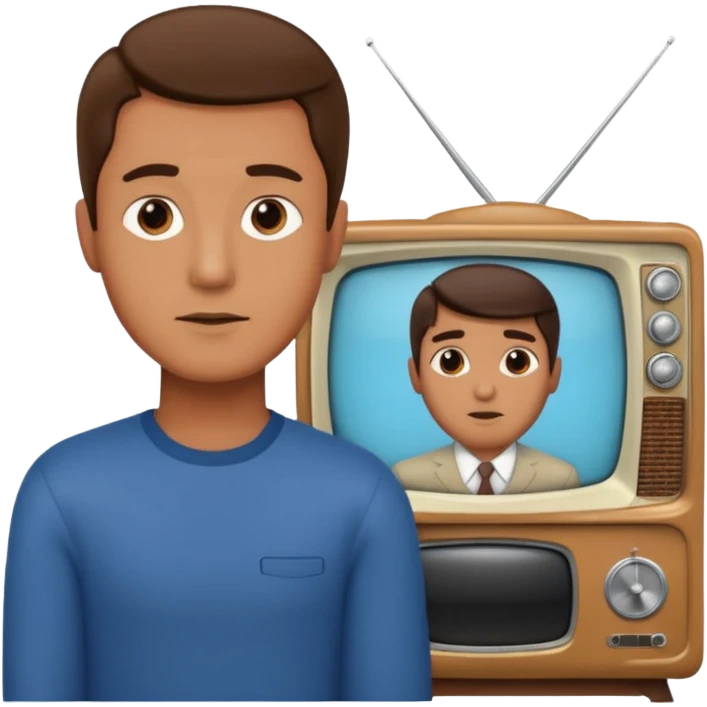 a man Infront of a vintage TV emoji
