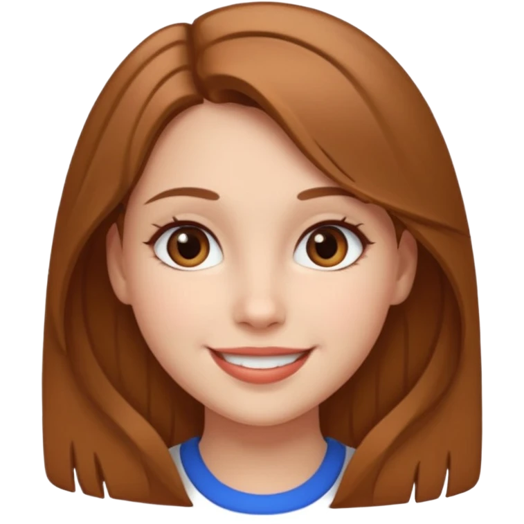 apple style emoji of a smiling girl with fair skin, slightly slanted brown eyes, full lips, and light brown hair emoji
