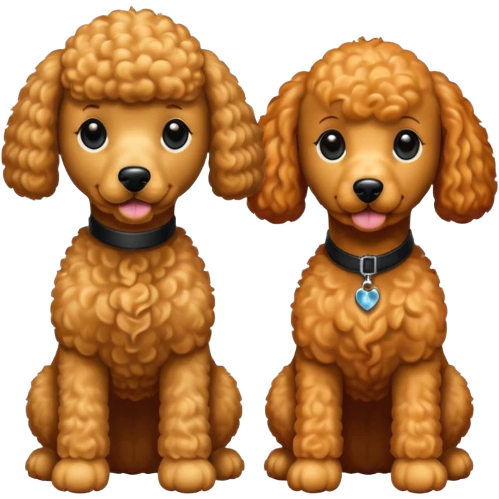 Poodles close to eachother but the other one is ginger color and other is black color emoji