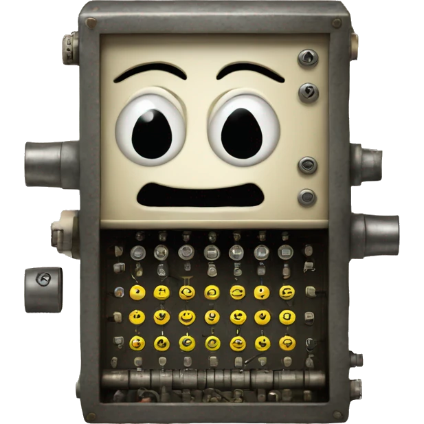 A smiley face using an enigma machine emoji