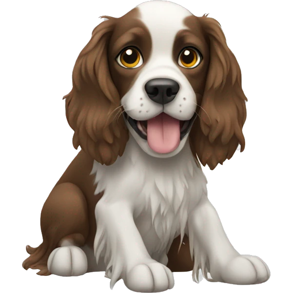spaniel with a spray in paws emoji