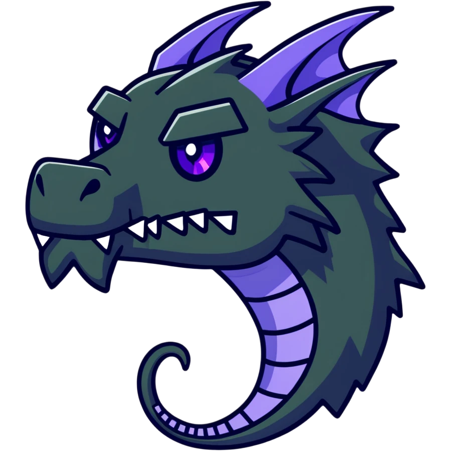 Minecraft black dragon head with purple eyes emoji