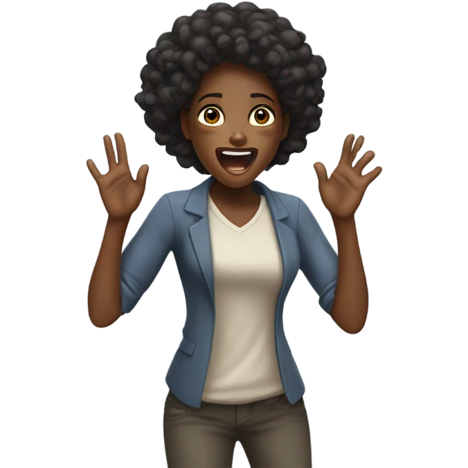 a black girl shouting for peace emoji