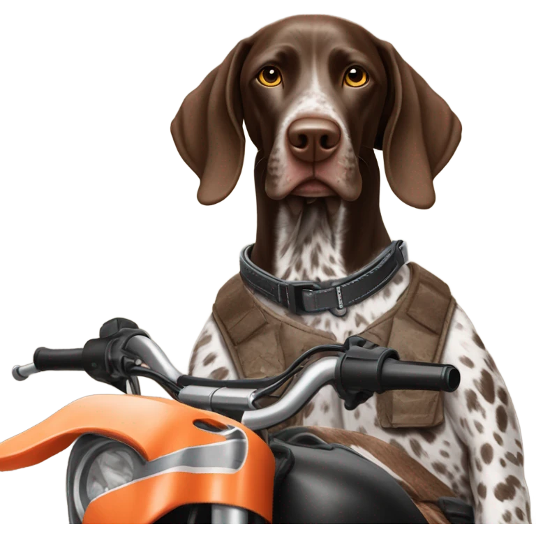 German shorthair pointer on a dirt bike emoji