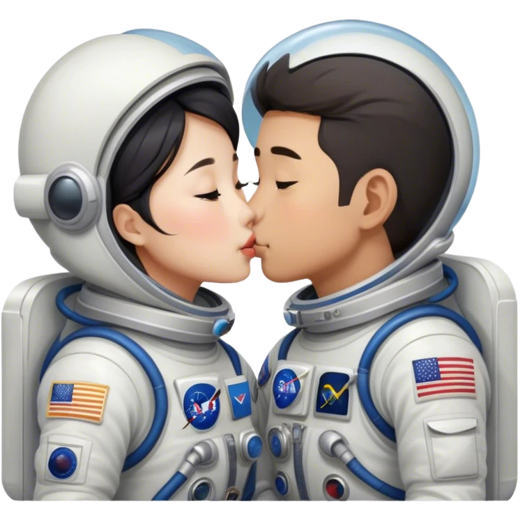 Asian astronaut couple kissing  emoji