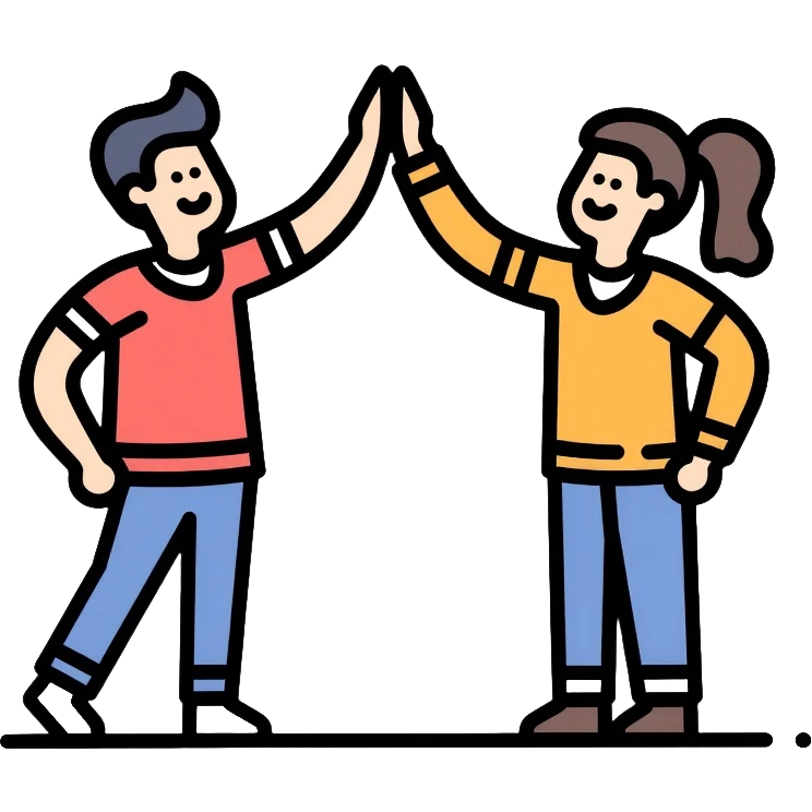 Team achievement, people high-fiving emoji