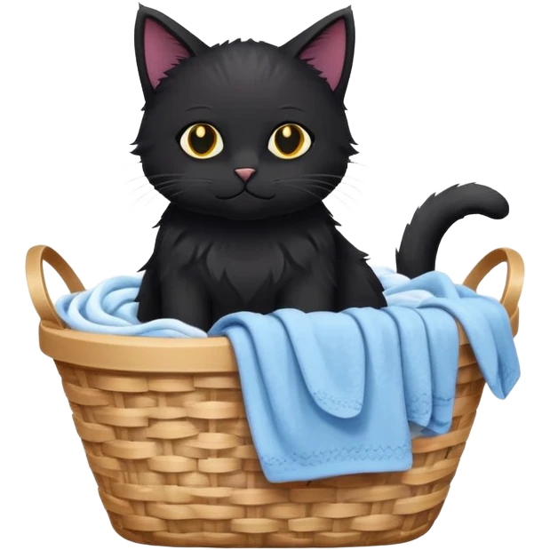 Black cat doing laundry emoji