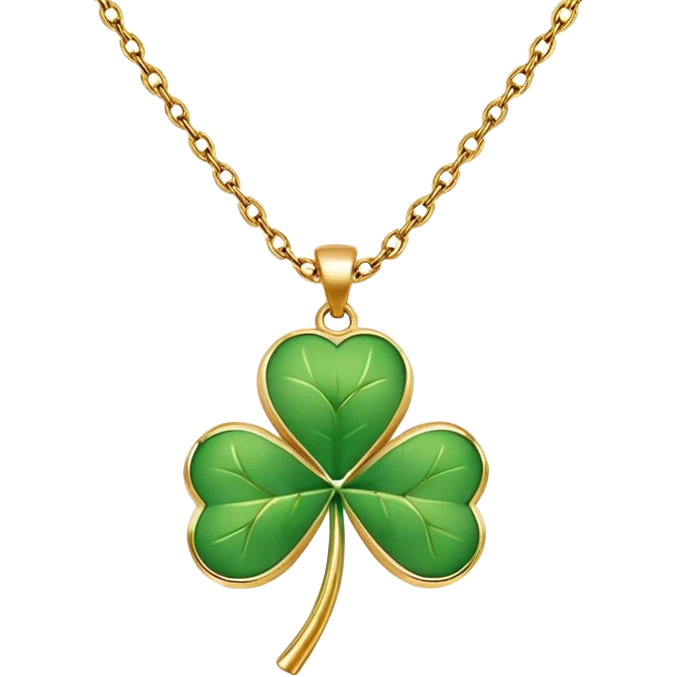 Lucky clover charm necklace – green four-leaf clover.
 emoji