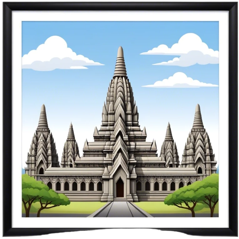 Prambanan Temple Landmark Emoji – Showcasing its towering Hindu temple spires with intricate carvings. emoji