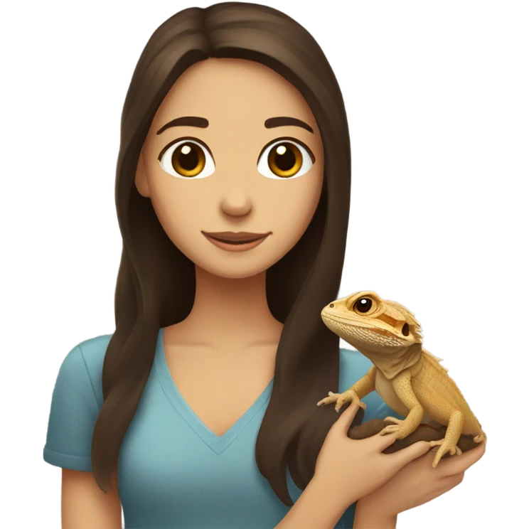 a brunette brown eyed girl with her pet beaded dragon  emoji