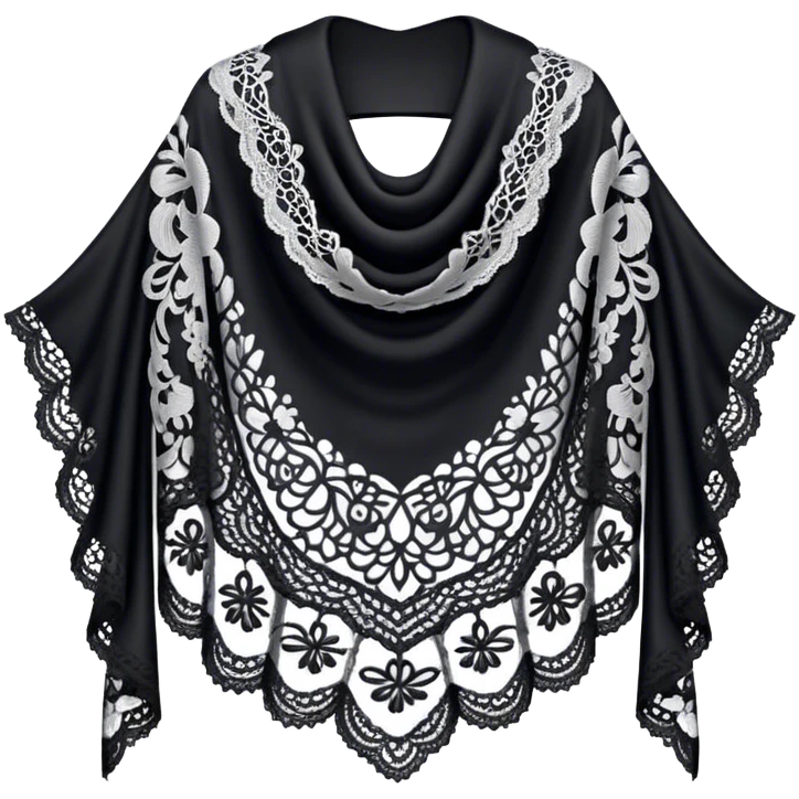 A simple black lace shawl with a delicate design emoji