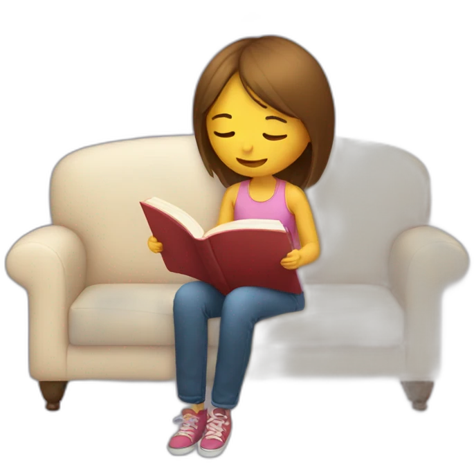 girl reading a book in a couch emoji