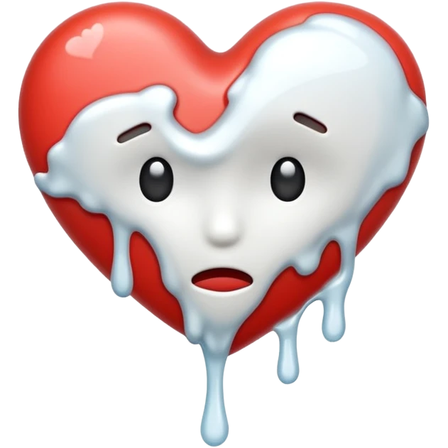 The broken heart emoji in white with sticky white liquid Ozzing out of it emoji