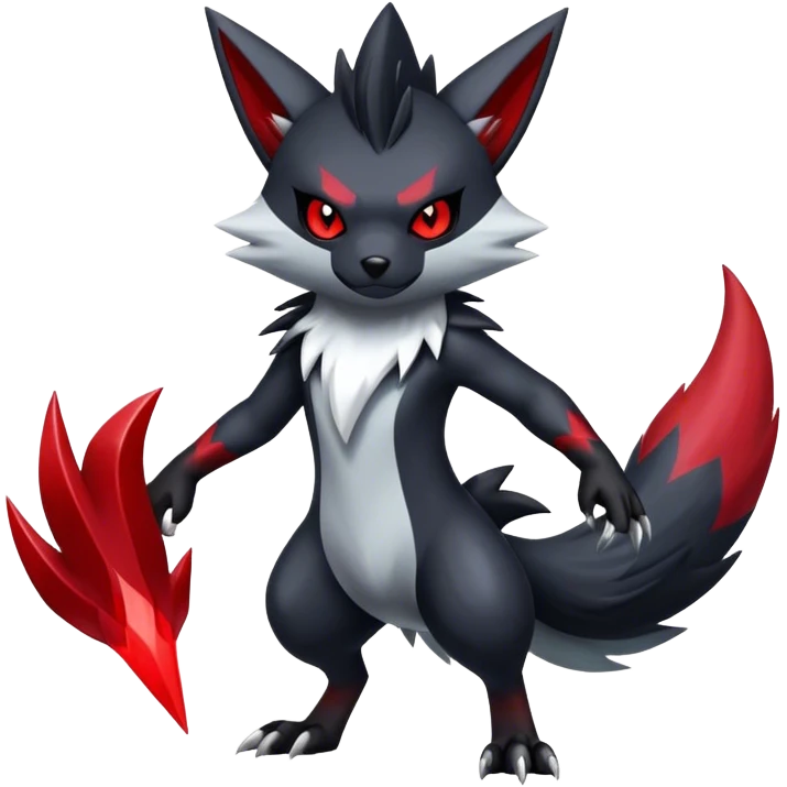 Epic Shiny Cool Edgy Zangoose-Zorua-Zoroark-Pokemon-fakemon-hybrid-animal Full Body  emoji