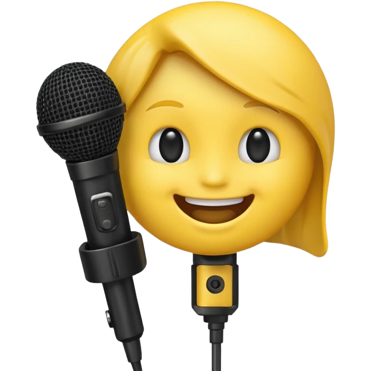 laughing face emoji next to a mic emoji