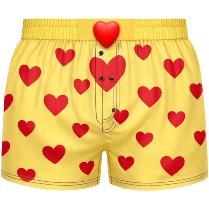 Red heart patterned yellow pair of boxers emoji
