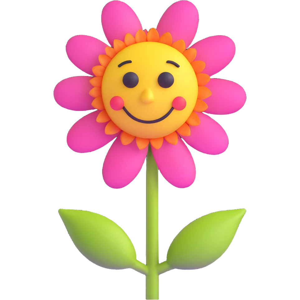 sad flower with a sad face emoji