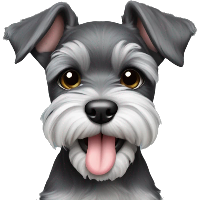 Schnauzer puppy with tongue out emoji